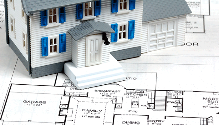 Blueprints with model home