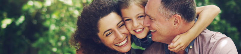 Husband with wife and daughter