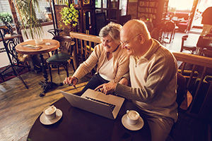 Senior couple on computer