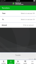 Transfer screen for mobile banking