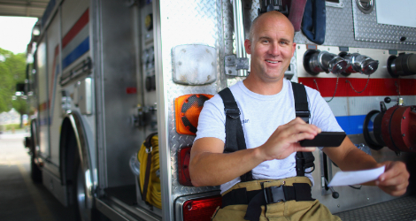 fireman using mobile deposit