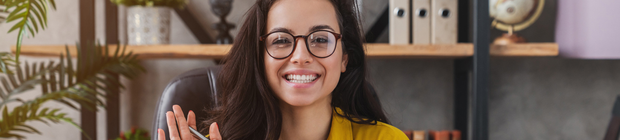 Smiling woman with glasses