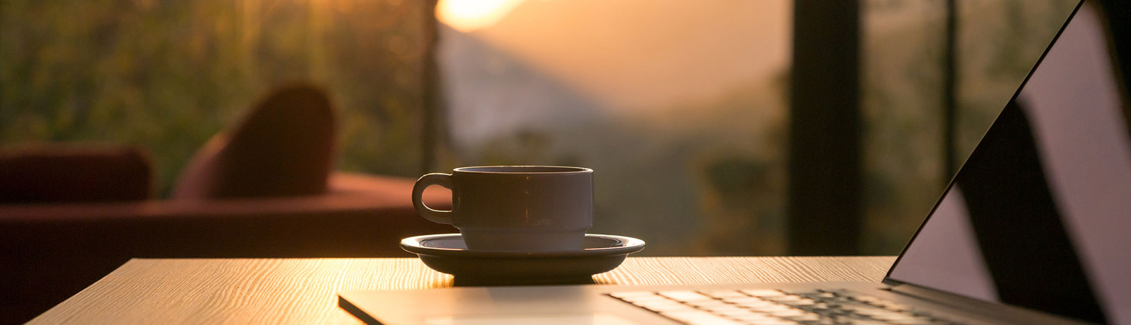 Coffee cup and laptop photo