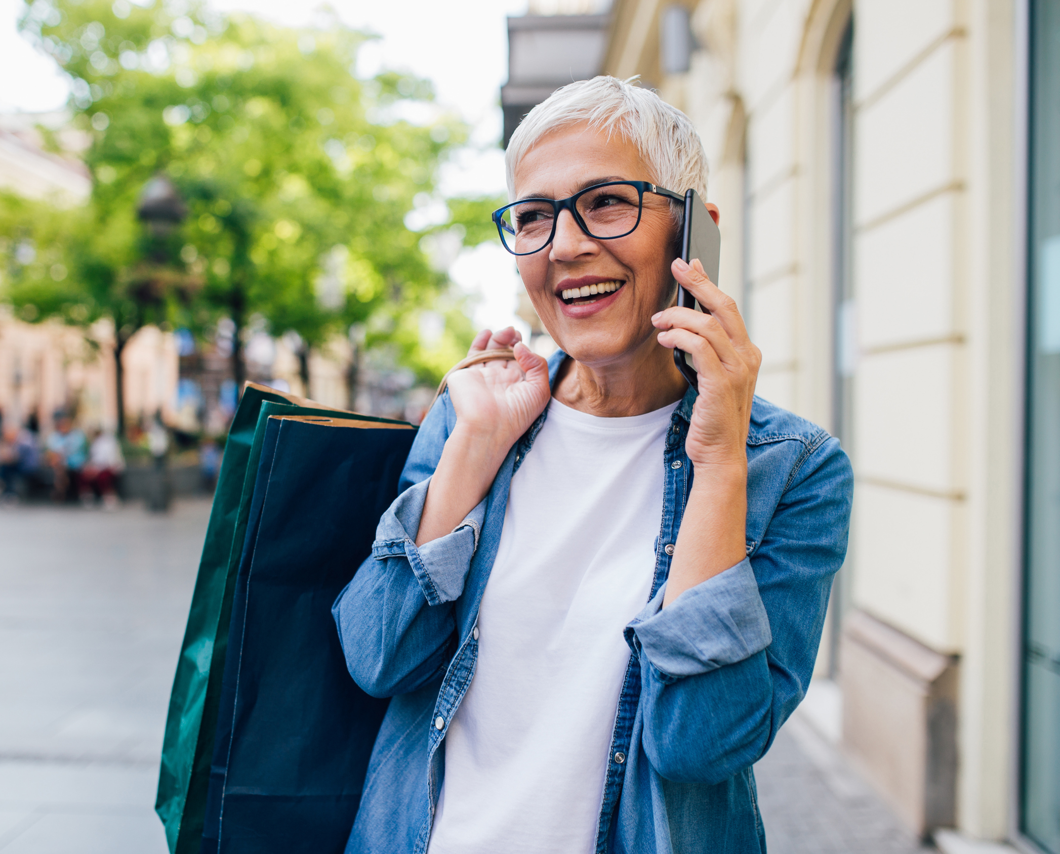 Woman shopping and talking on phone